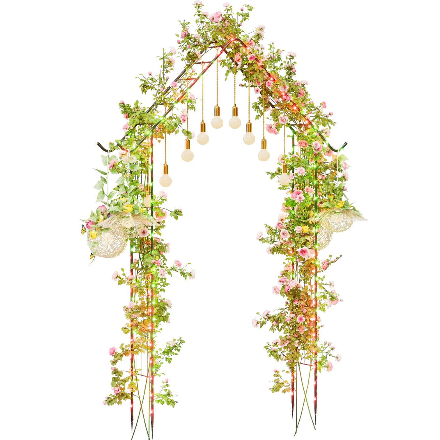 Garden Arch Arbor Trellis for Climbing Plants Outdoor 8.5Ft Metal Arch Trellis with Hooks Wedding Arch Backdrop Stand for Christmas Ceremony Party Backyard Decorations Pergola, Black