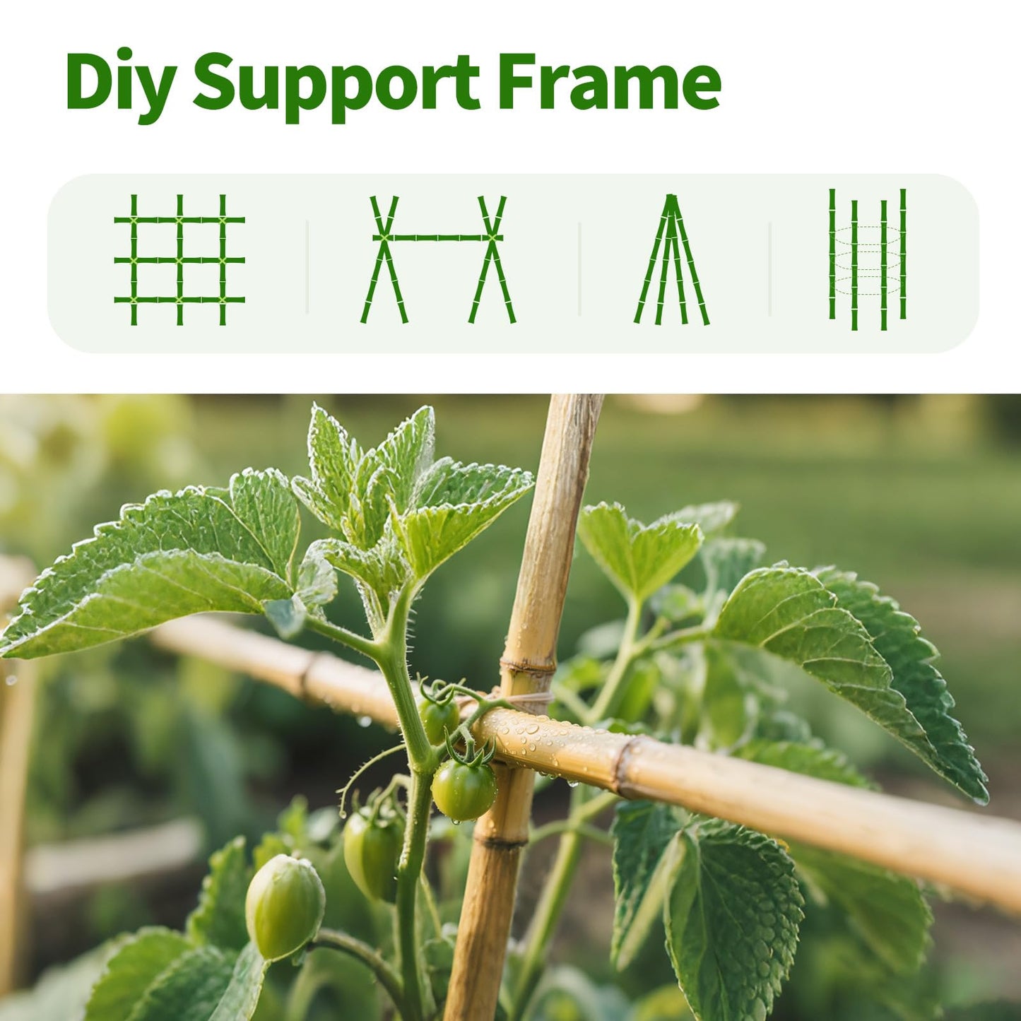 Plant Stakes, 25 Pack 4FT Natural Garden Bamboo Sticks, Plant Support Stakes for Indoor & Outdoor Plants, Orchid Tomato Vegetable Stakes for Garden