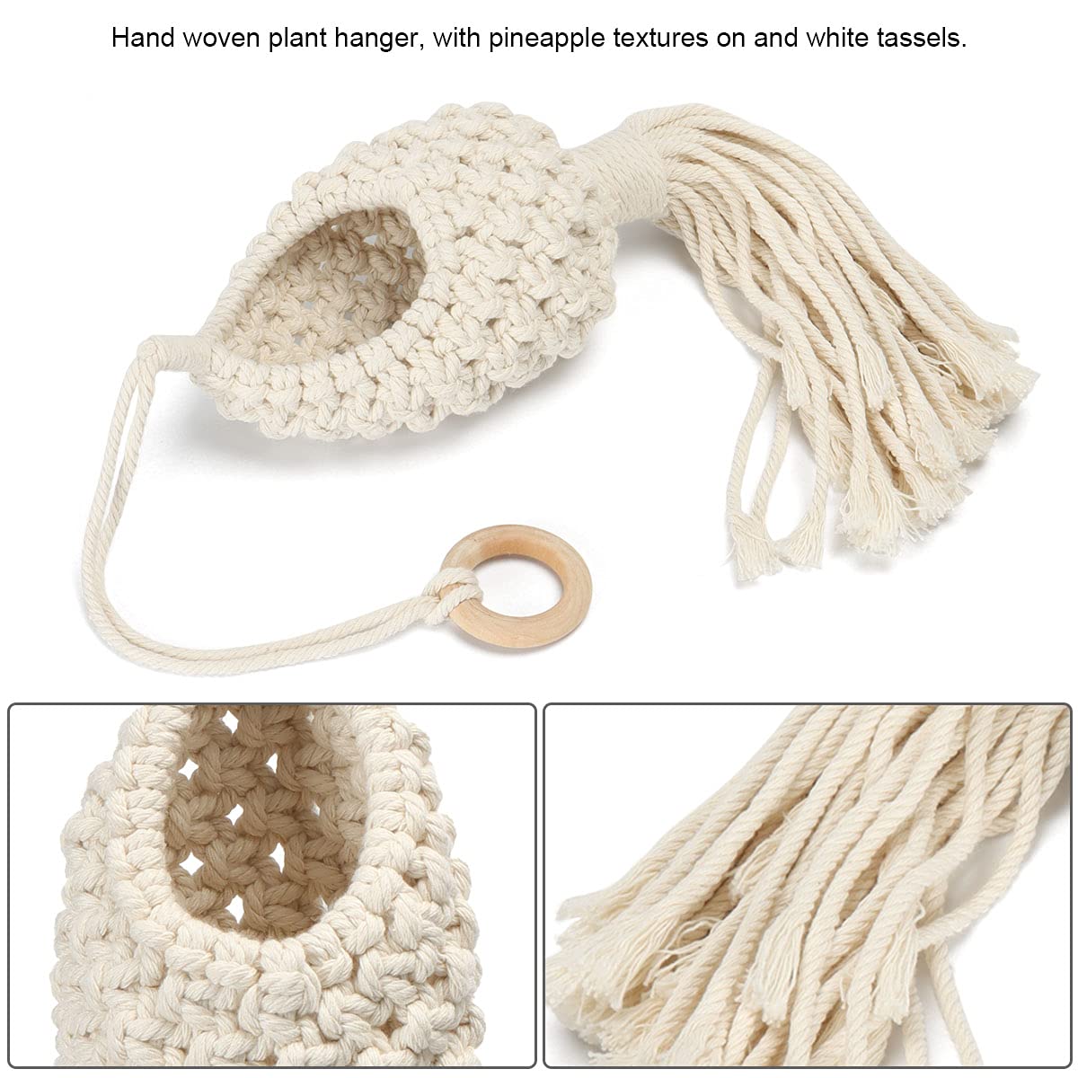 Spencer 2 Pack Macrame Plant Hanger - Hanging Planters Handmade Hanging Plant Holder Cotton Rope, Decorative Flower Pot Holder for Real & Fake Hanging Plants Indoor Outdoor Boho Home Decor