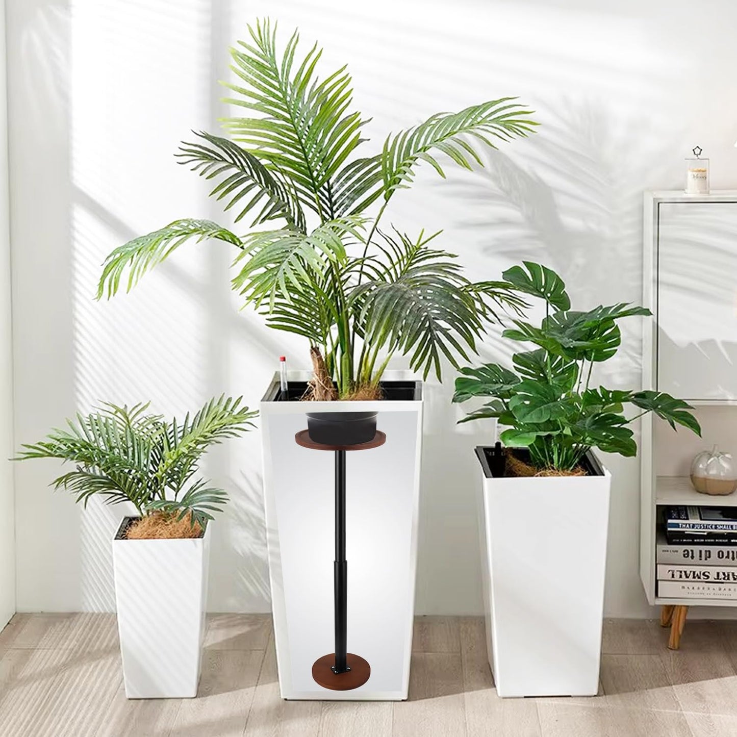 LUTTY 2Set Wooden Adjustable Plant Risers for Inside Pot,7.9-13.8 inches Tall Tapered Plant Riser Fill Bottom of Tall Flower Pots and Large Plants Containers, Rise Filler Riser of Flower Pots