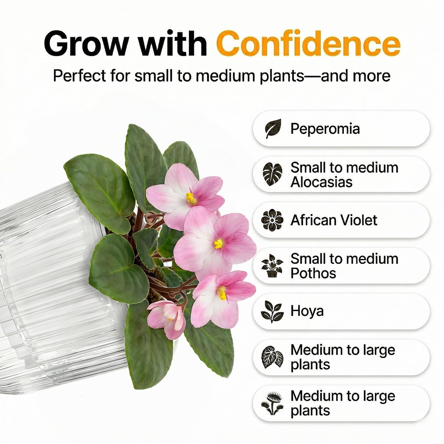 ZOOFOX 10 Pack Self Watering Pots, 4 Inch Small Plant Pots for Indoor Plants, Stripe Plastic Flower Pots for All House Plants, Herbs, Aloe, African Violets, Orchid