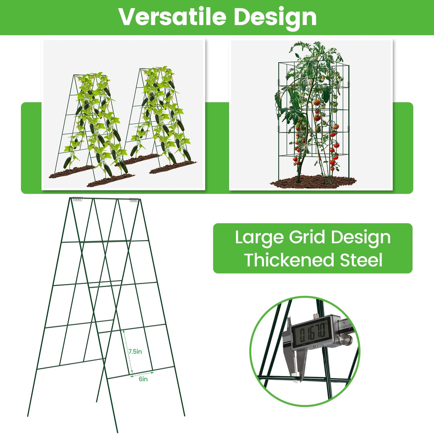 Toriexon Foldable Cucumber Trellis - 2 Pack, A-Frame Garden Trellis 46" L x 18" W, Steel Climbing Plants Support Raised Bed Trellis with Twist Ties & Plant Bags for Climbing Plants Outdoor