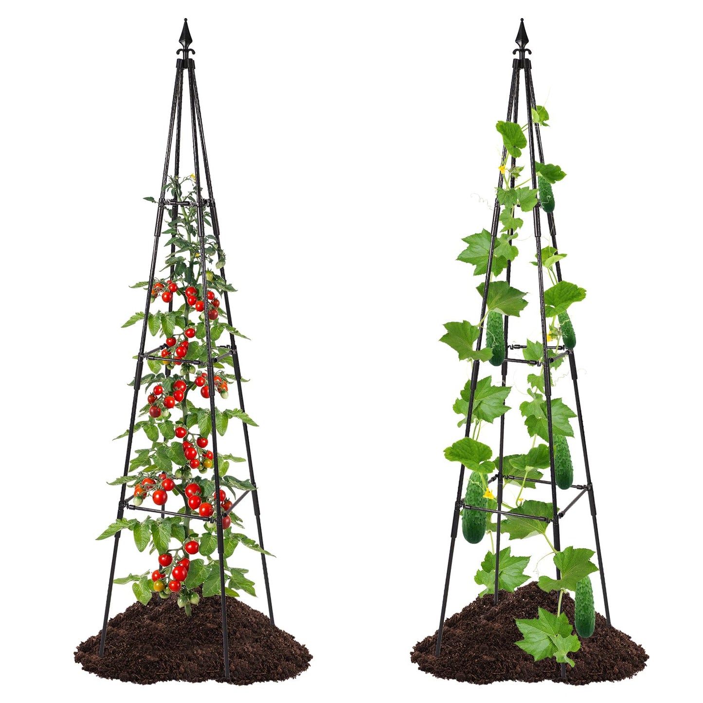 OTOSUNNY Garden Trellis for Climbing Plants Outdoor, 67" Tall Metal Obelisk Trellis Climbing Plants Support for Vegetable|Flower|Vine, Tomato, Peas, Beans, Cucumber Trellis, Lightweight, 1 Pack