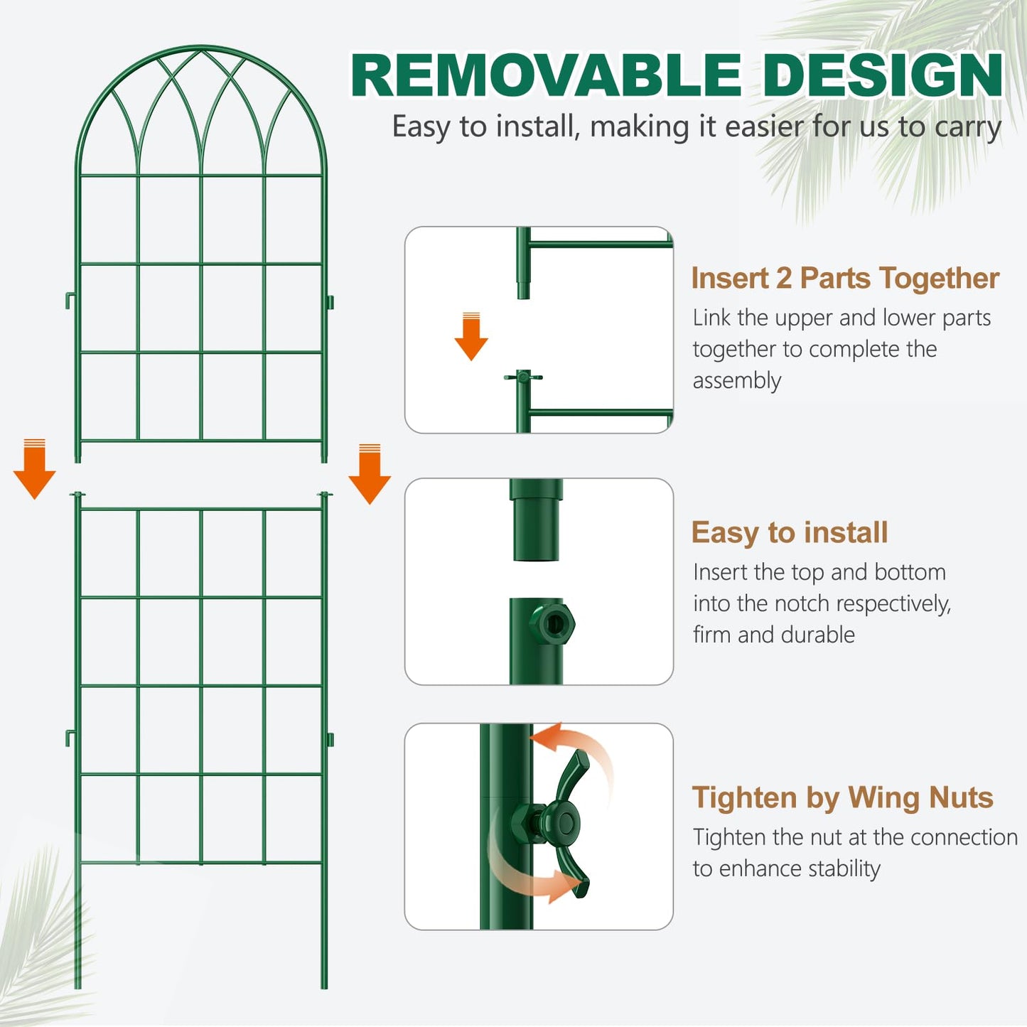 4 Pack Metal Garden Trellis for Climbing Plants, 71 Inch Green Metal Garden Trellis for Vines Plant Rose Vegetable Support,Large Decorative Outdoor Trellis