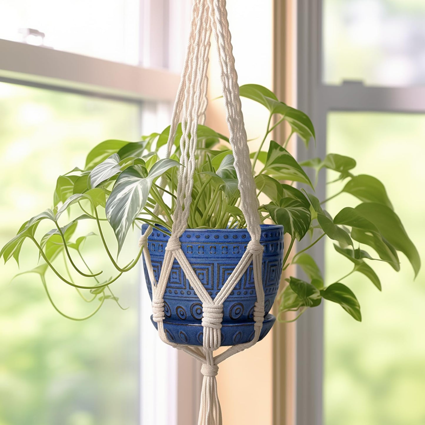 G EPGardening Plant Pots Indoor 5 Inch - Ceramic Pot for Plants with Drainage Hole and Saucer Round Planter Outdoor Modern Flower Pot Home Office Decor Blue
