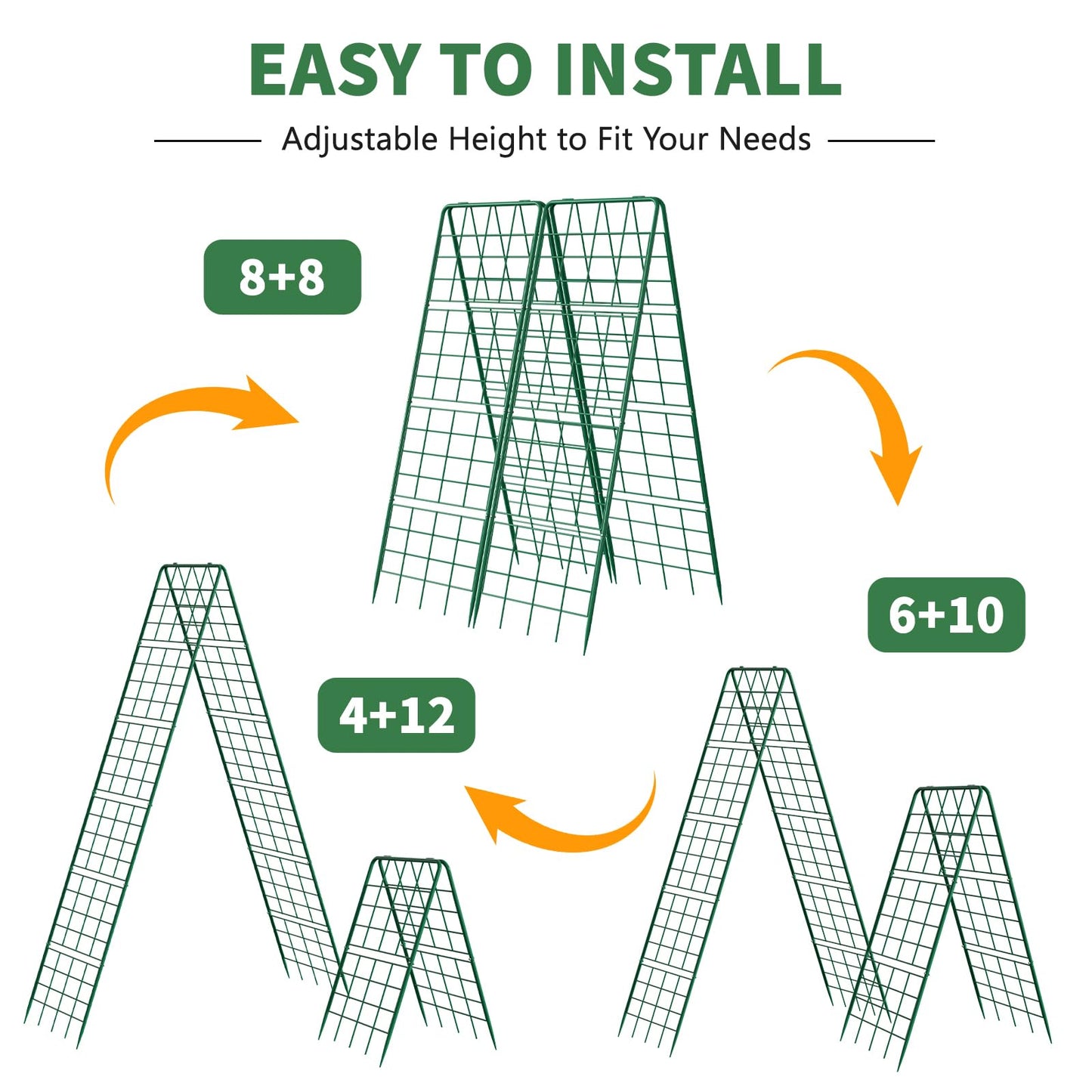 UrGROWA 2 Pack Cucumber Trellis, 59" High Foldable A-Frame Garden Trellis for Raised Bed Garden Grow Support with Plant Support Clips Ties for Cucumber,Tomato, Climbing Plants and Flowers