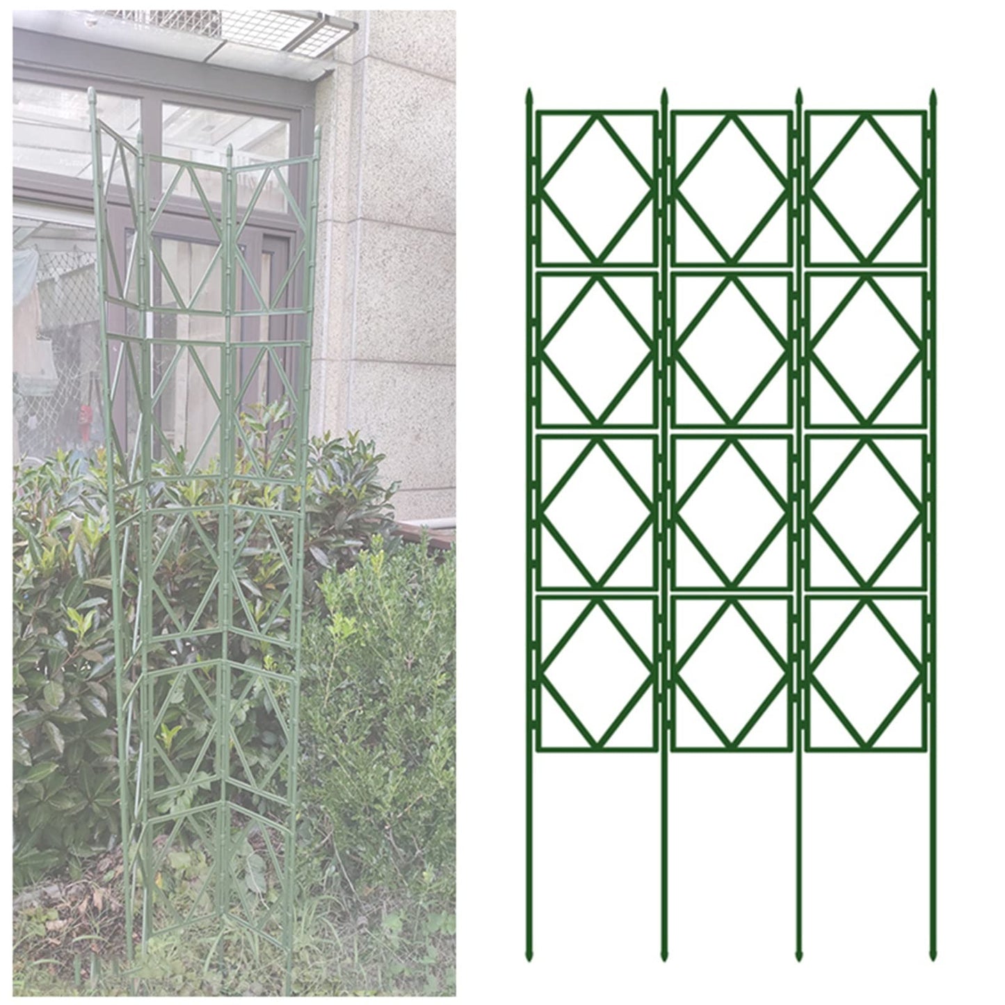 Green Garden Trellis, Metal Vines Plant Support, Decorative Lattice Flower Stand, for Climbing Plants, Flowers, Fruits, Retro Style (Size : 60x150cm/23.5x59in)