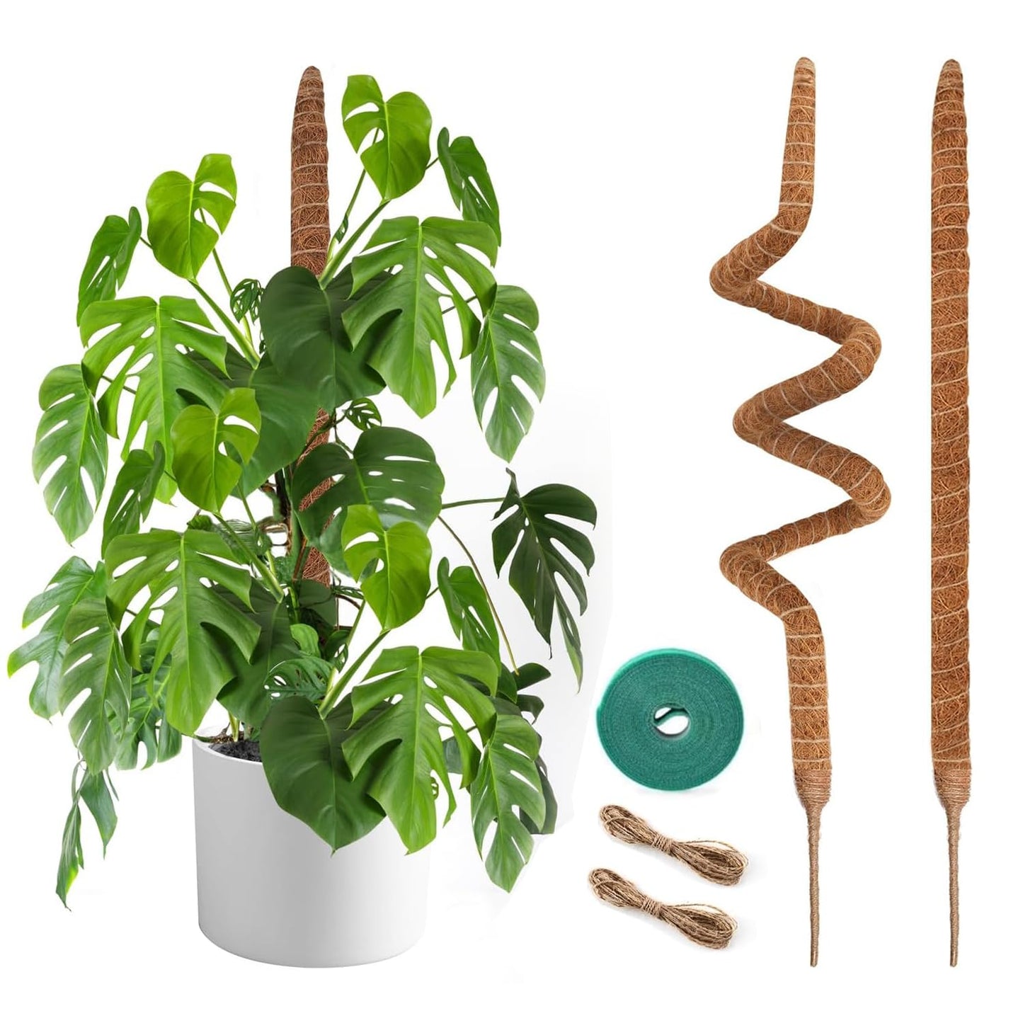 2 Pack Moss Pole, 48 Inch Bendable Moss Poles for Plants Monstera for Climbing Plants, Handmade Coco Coir Pole Plant Sticks Support Stakes for Indoor Plants to Grow Upwards
