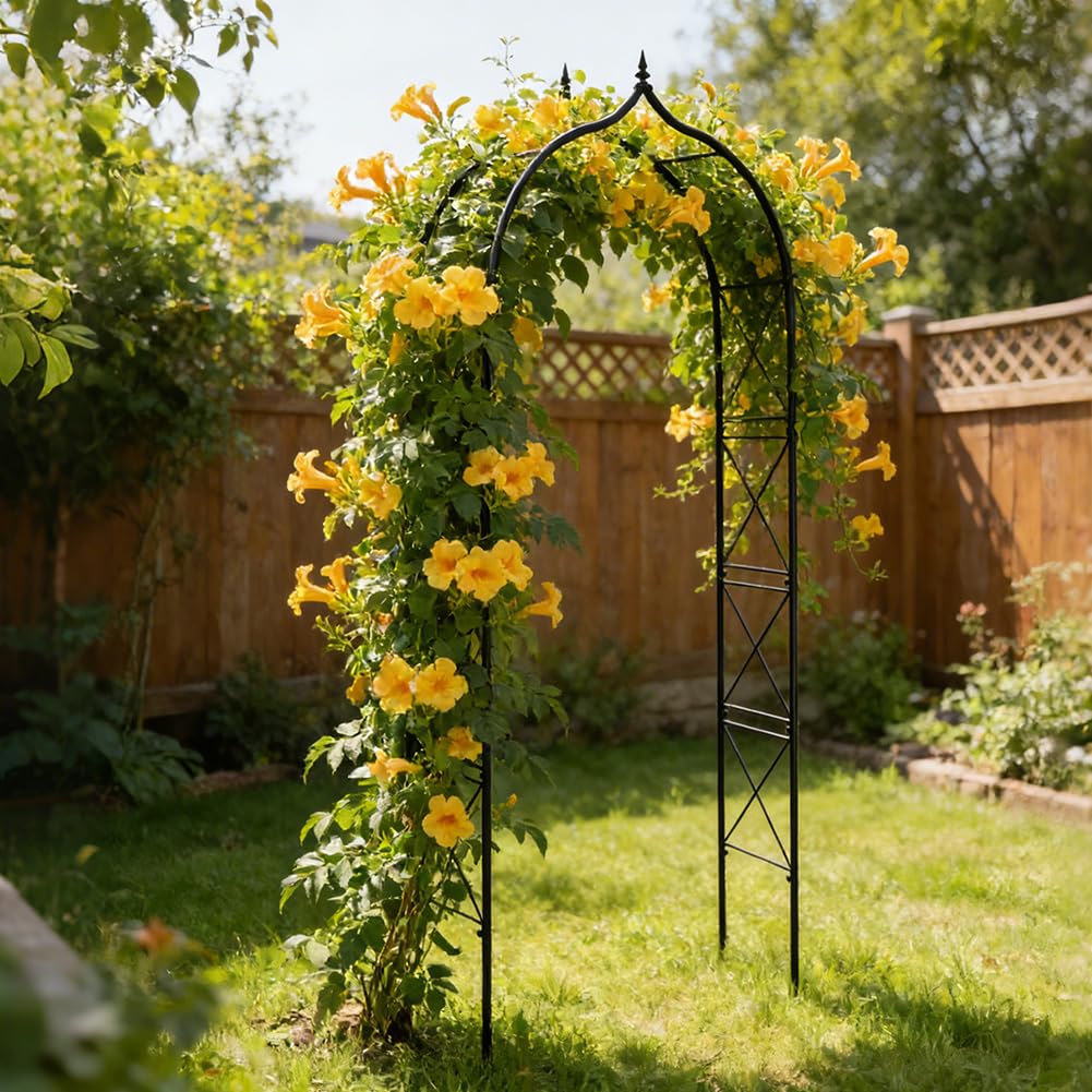 ROARLITEE Garden Arbor 8Ft Arch Trellis for Climbing Plants Heavy Duty Thickened Metal Frame Trellises Yard Outdoor Backdrop Stand Party Event Decoration