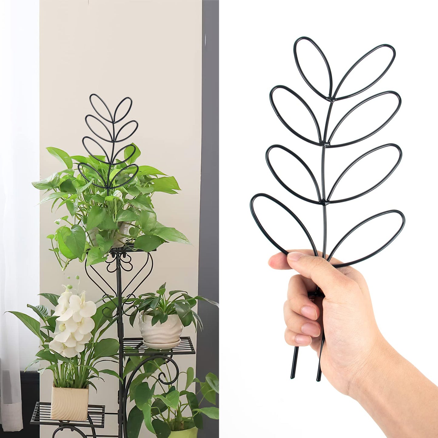 OPUHOHR 3 Pcs Leaf Shape Plant Trellis for Climbing Plants, 12.2 inch Plant Trellis Indoor, DIY Climbing Trellis Flower Pots Supports for Garden Potted Plantfor Flowers Indoor Outdoor