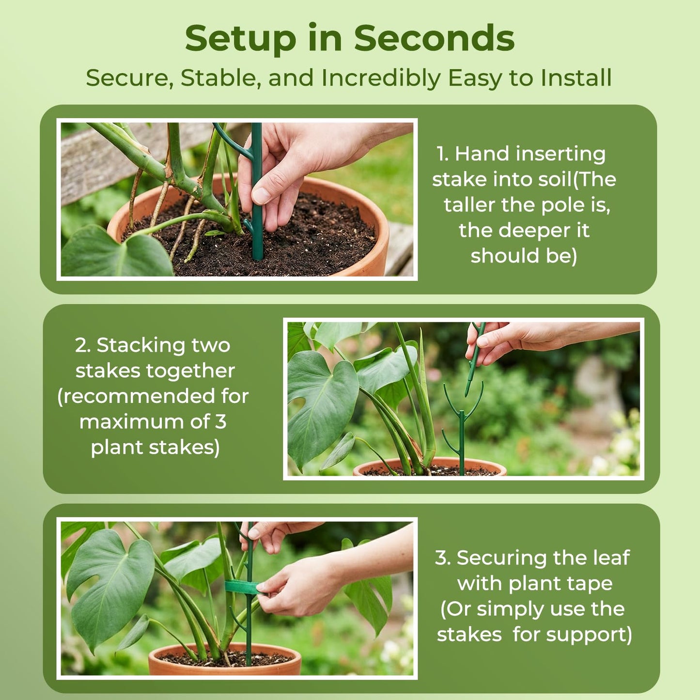 Monstera Plant Support Stakes Indoor - 20 Pack Stackable Garden Trellis for Potted Climbing Pothos Support - Durable All-in-One Tall Plant Sticks Pole for Modern Home Gardening (20 Pack)