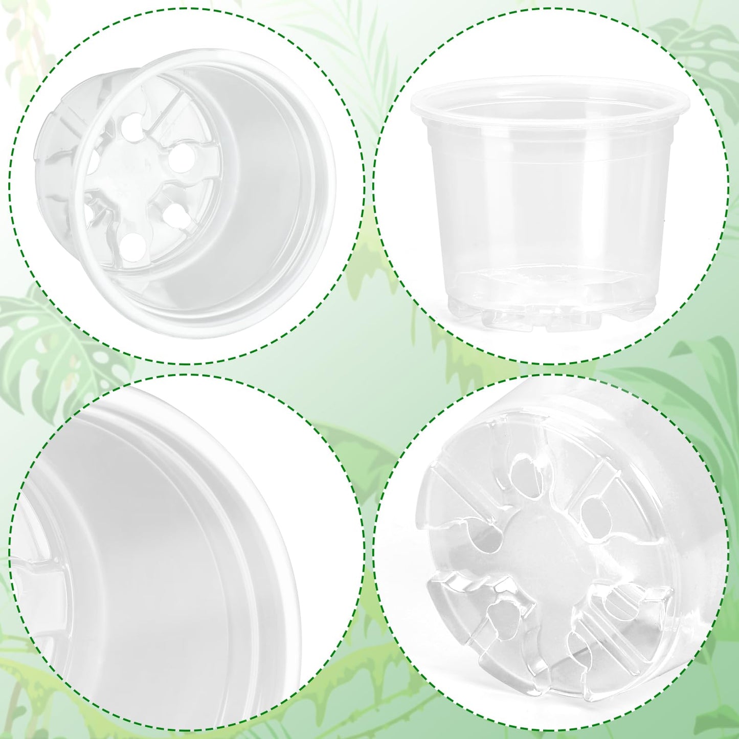 OUPSAUI 20 Pack 3.5 Inch Clear Nursery Pots for Plants, Clear Plastic Plant Pots with Drainage Holes, Flexible Nursery Pots Variety Pack, Seedling Planter Seed Starter Pots (3.5 Inch)