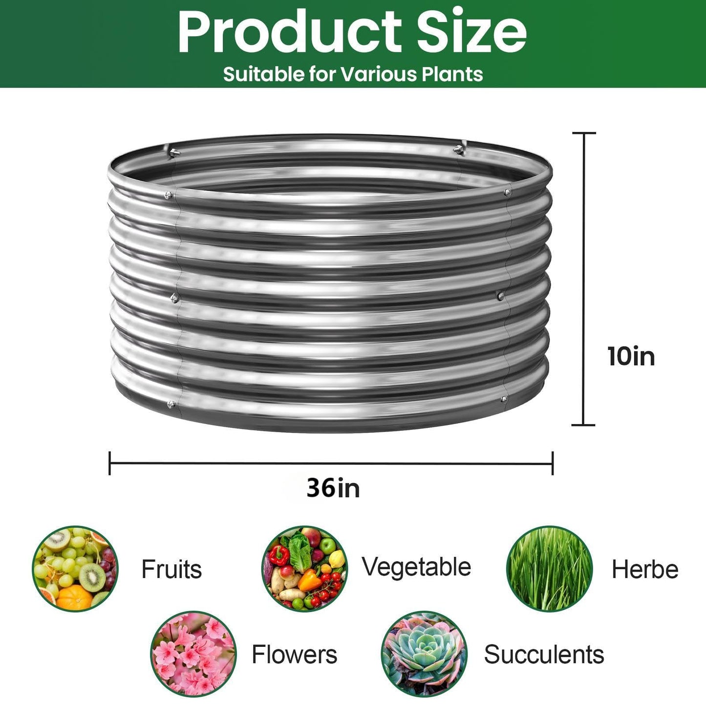 Mostmahes 4 Pack 3x3ft Round Galvanized Raised Garden Bed Outdoor, Metal Garden Bed for Vegetables, Above Ground Garden Box for Flower, Steel Raised Beds for Gardening - 3ftx3ftx10inch