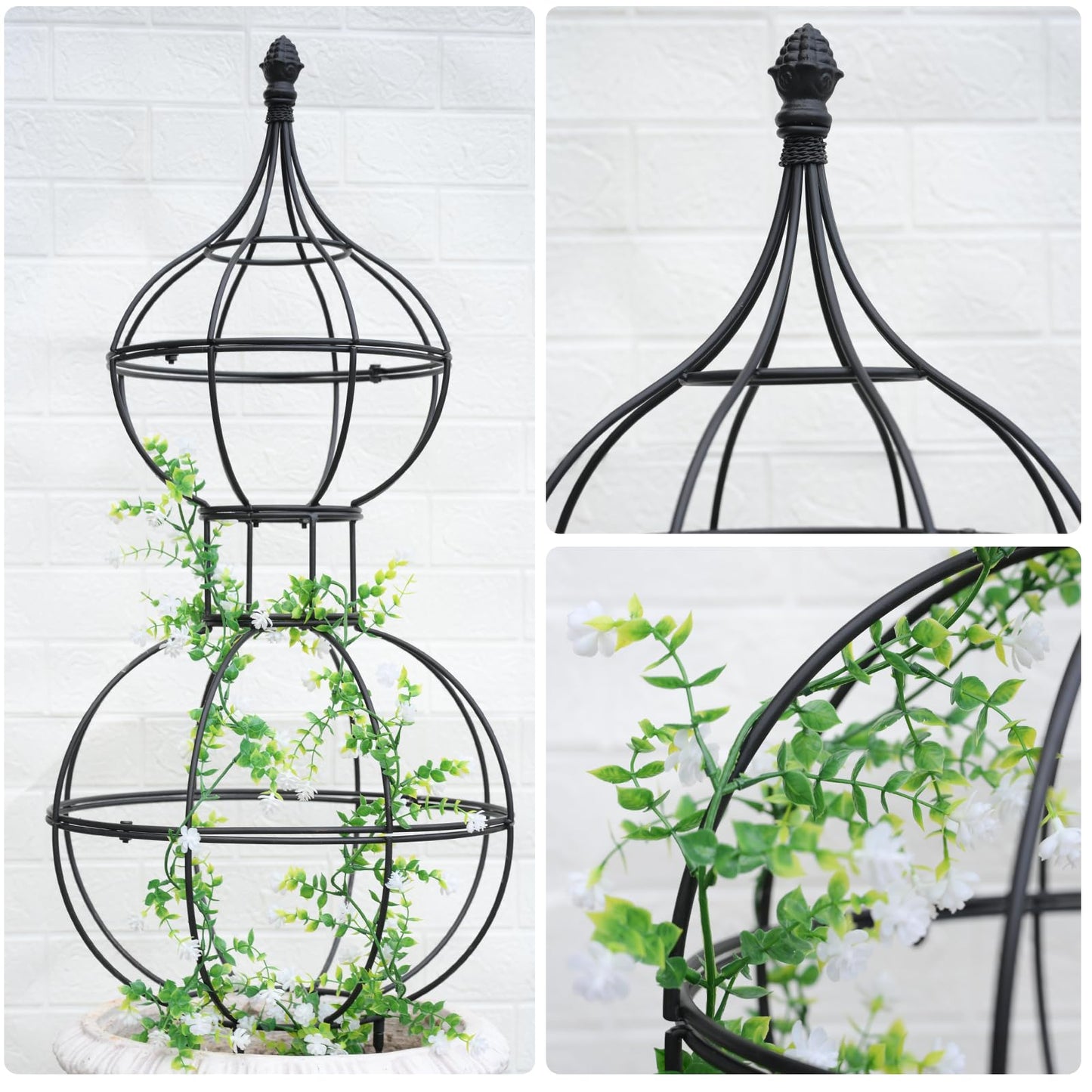 GOOOXIM 47"x17" Metal Obelisk Trellis for Climbing Plants | Unique Outdoor Support for Rose Bushes and Tall Vines | Durable & Weather-Resistant Garden Decor