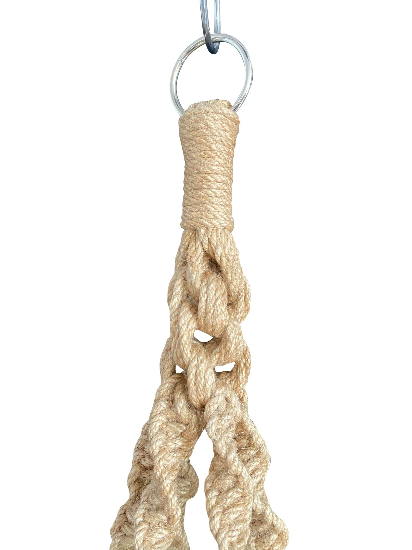 6 Legs Macrame Natural Jute and Cotton Plant Hanger & Holder and Metal Ring, 51-inches Length (Without The White Pot and Plant) (Jute) (Brown-Jute)