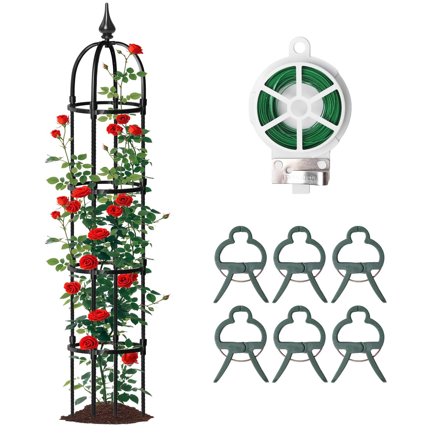 SDLDEER 1 Pcs 6.7FT Garden Obelisk Trellis for Climbing Plants Outdoor, Rustproof Metal Plant Flower Trellises,Garden Obelisk Trellis for Indoor Outdoor Flowers Vegetable Fruits Vines Support