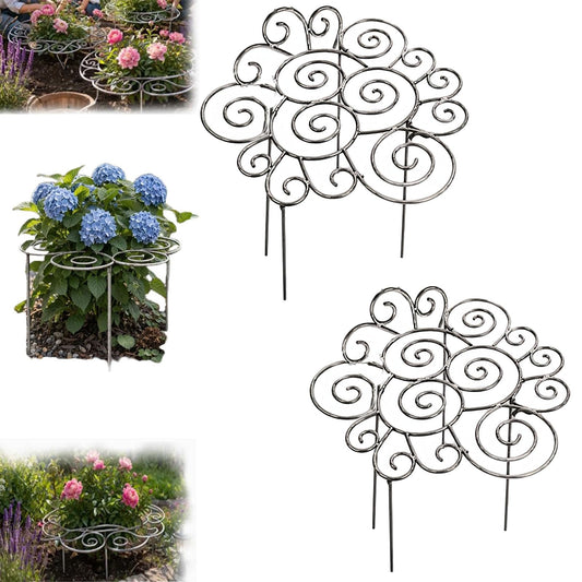 Metal Plant Support Ring for Garden, 2026 New Peony Cage Stand, Indoor Pots, Flower Hoop, Decorative Grow Through Rings, Heavy-Duty Flower Support Frame, Outdoor Orchid Clip (L*2PCS)