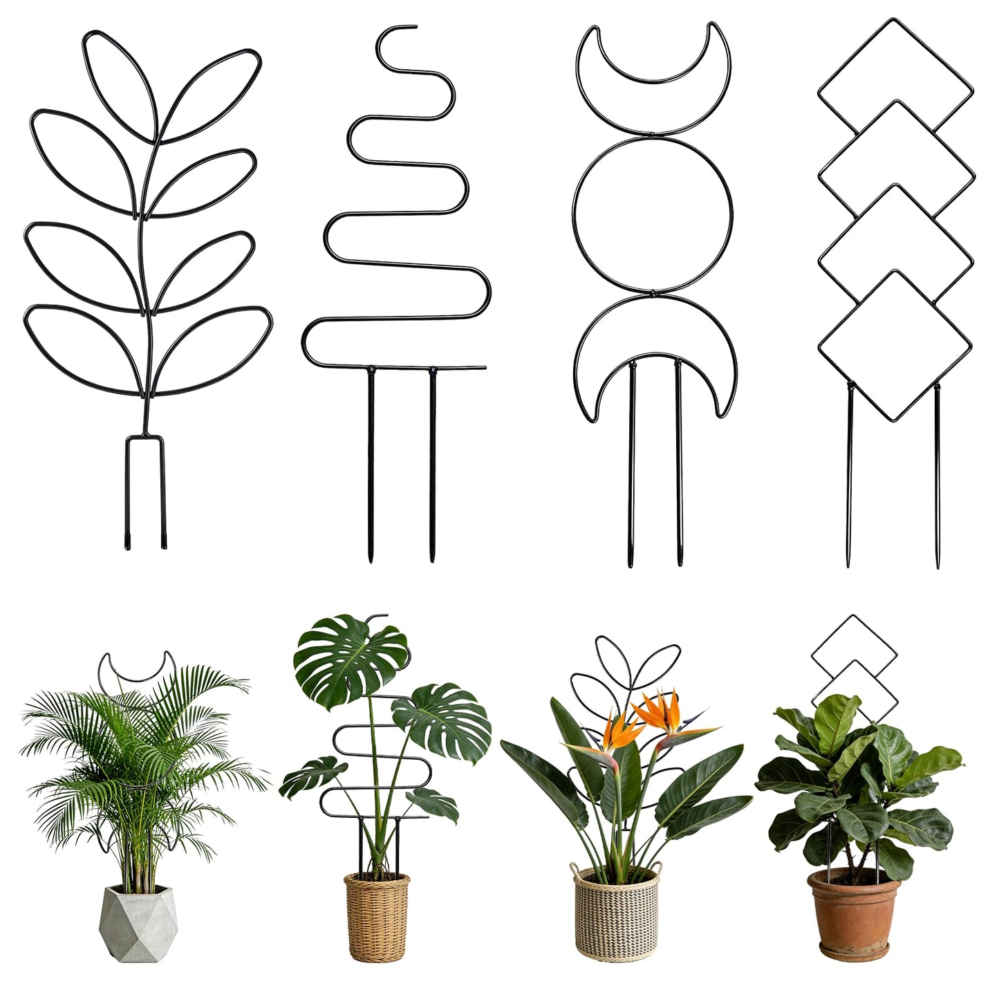 4 Pack Plant Trellis for Climbing Plants Indoor Outdoor, Garden Trellis for Potted Plants, Metal Climbing Plant Support for Houseplant
