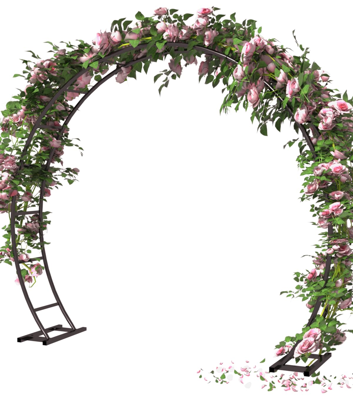 Queension Metal Arch Backdrop Stand 8Ft Wide 7Ft High, Wedding Arch Frame for Wedding Decorations, Balloon Arch Stand with Base for Ceremony, Outdoor Garden Arch Trellis for Climbing Plants, Black
