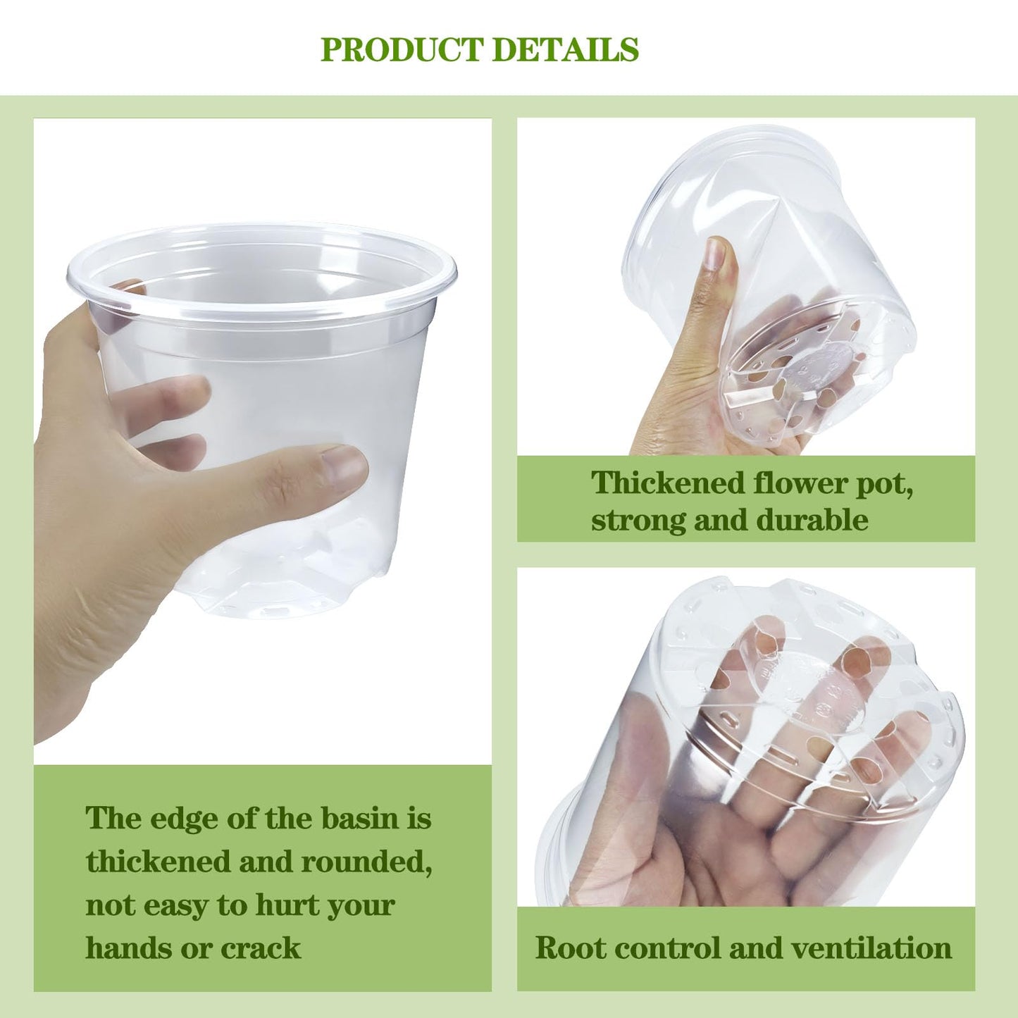 CXIIPOL 45 Pack Clear Nursery Pots for Plants, 7/6/5/4/3 Inch Clear Plant Pots with Drainage Holes, Plastic Nursery Pots for Beautiful Succulents, Landscape Plants, Lilies, Mint