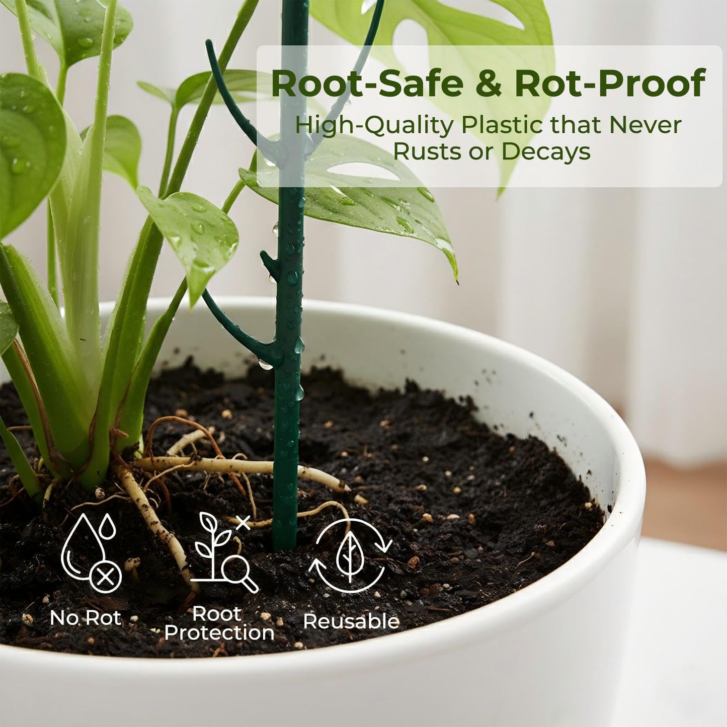Monstera Plant Support Stakes Indoor - 20 Pack Stackable Garden Trellis for Potted Climbing Pothos Support - Durable All-in-One Tall Plant Sticks Pole for Modern Home Gardening (20 Pack)