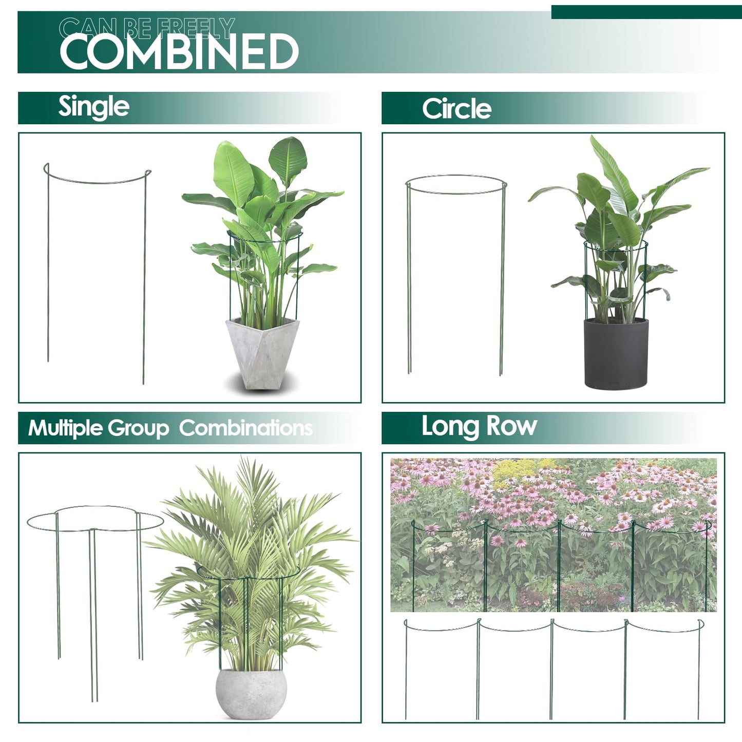 LKSSZS 12 Pack Garden Plant Support Stakes, Half Round Peony Cages and Supports, Metal Garden Support Ring, Border Support for Outdoor Indoor Plants, Peony, Hydrangea,Tomato, Monstera