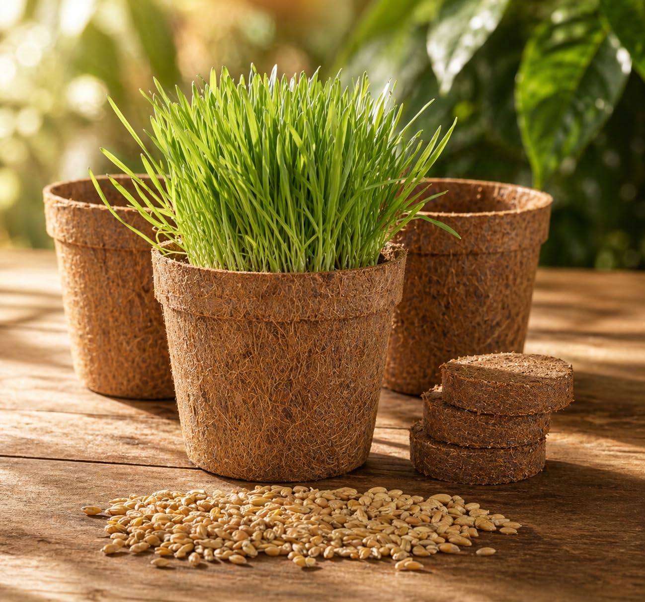 Bright Electrolytes Cat Grass Kit for Indoor Cats - Organic Cat Grass Growing Kit (3 Pack) with Soil Discs, Coco Fiber Pots & Organic Seeds - Natural Hairball Control & Digestion Remedy