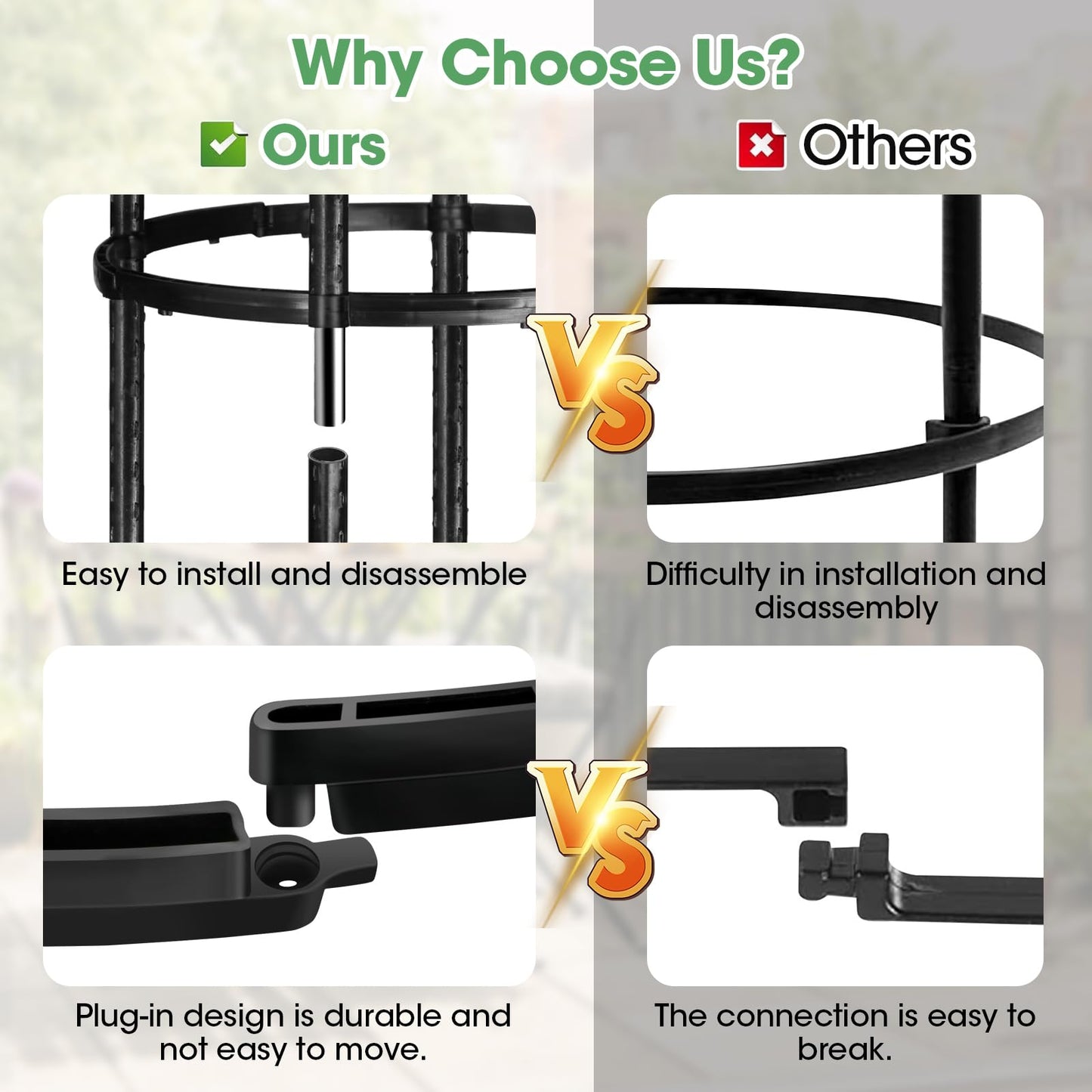Tower Obelisk Garden Trellis for Climbing Plant，6.2FT/74.4" Rustproof Metal Potted Plant Climbing Support for Indoor Outdoor Flowers Vegetable Fruits Vines Support (2Pcs)