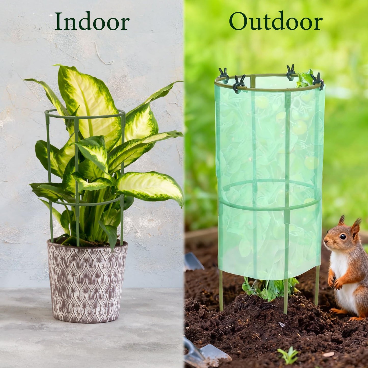 Ztzfacai 17.7" H Plant Support Stake Cage, Round Plant Support Garden Flower Stakes with Plastic Protective Film, Plant Cages for Indoor Outdoor Small Plants,Tomato, Peony, Hydrangea