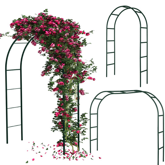 Gisafai 3 Pcs Metal Garden Arch Trellis Wedding Arches Pergola Arbor 7.9 Ft, Two Way Assemble, Durable Wedding Trellis Archway for Climbing Plants Outdoor Bridal Party Decoration (Dark Green)