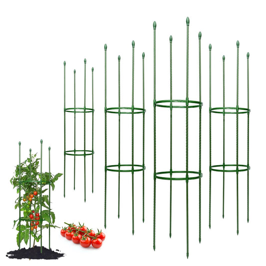 Wikdey Tomato Cages for Garden&Pots, 4 Pack 50" Plant Support Trellis for Tomatoes, Cucumbers, Beans | Heavy-Duty Steel with Rust-Proof Coating | Garden Stakes for Outdoor Indoor Plants