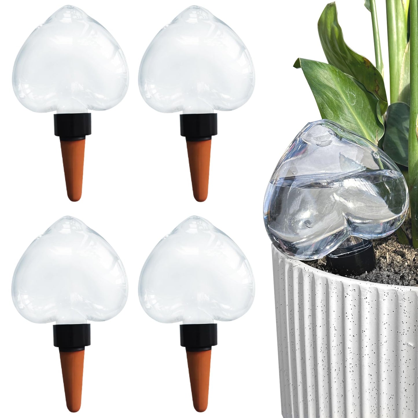Ansberta Heart2-shaped Self Plant Watering Globes-4 Top Fill Automatic Planter Watering Insert with Slow Release-Watering drip Irrigation Device for Indoor and Outdoor Plants.