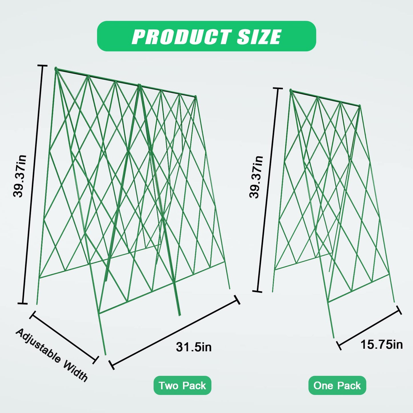 DoCred Cucumber Trellis, 2 Pack Metal Foldable A Frame Garden Trellis for Raised Bed Climbing Plants, Vegetables, Includes Plant Support Clips, Twist Ties, Plastic Ties, A Frame Trellis, Green