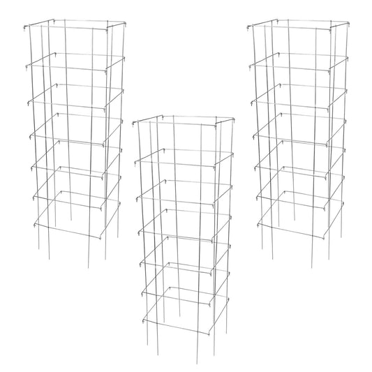 Garden Elements Square Tomato Cage, 58 Inch (Pack of 3) – Heavy Duty Galvanized Steel Plant Support, Collapsible Garden Trellis with 8-Leg Stability for Climbing Vegetables & Vines