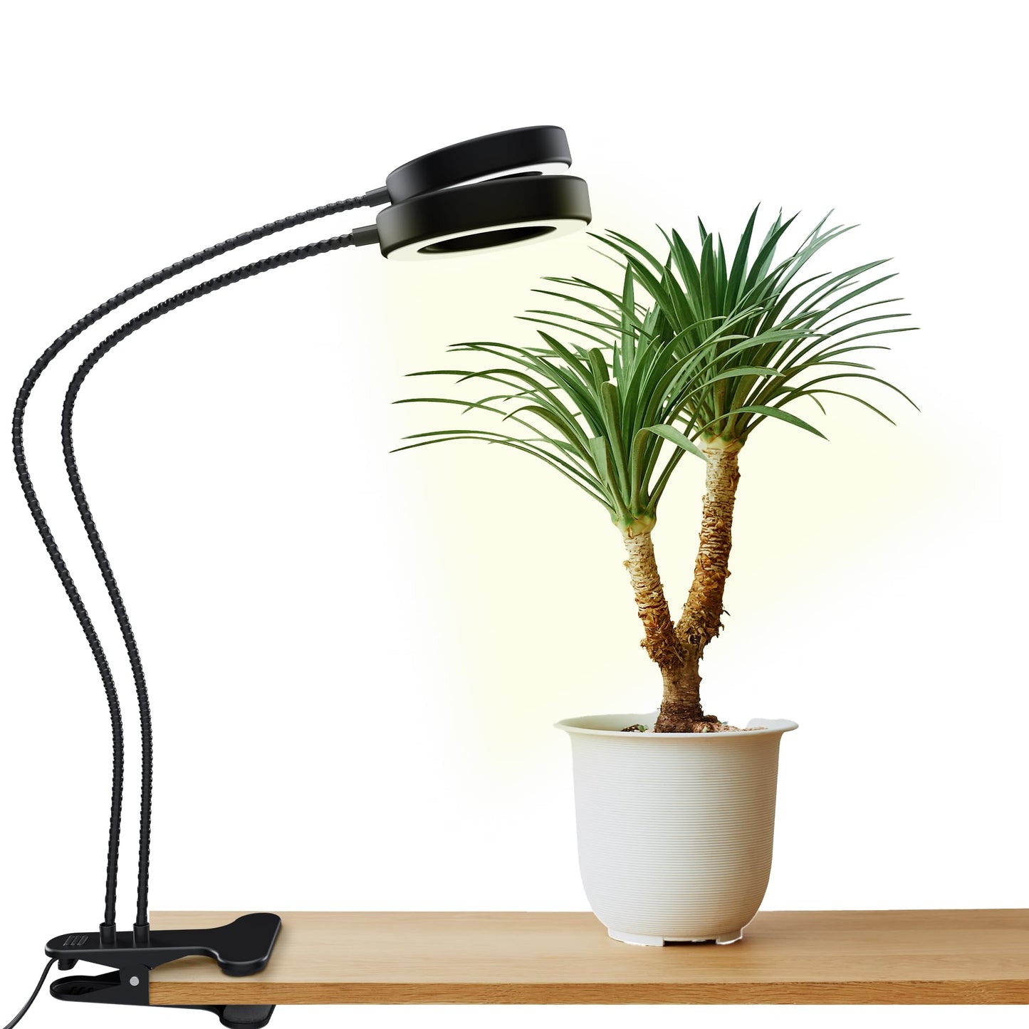 OSANI 24" Gooseneck Long Arm Grow Light, 48" Wide Coverage, 6000K Full Spectrum LED Grow Lights for Indoor Plants with Red Blue LEDs, 10-Level Dimmable, Auto Timer, USB & Adapter, Grow Lights Indoor