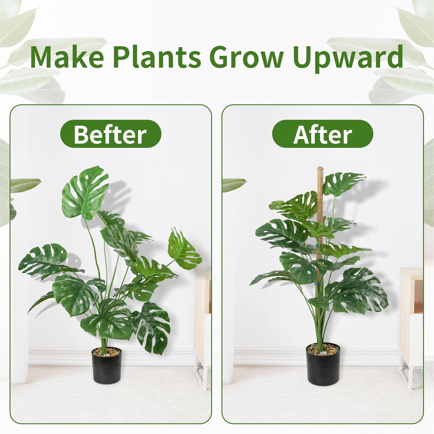 HFLYJPYW 1 Pack 48'' Bendable Moss Pole Monstera Plant Support for Climbing Indoor Plants - Stakes for Potted Climbers (1)