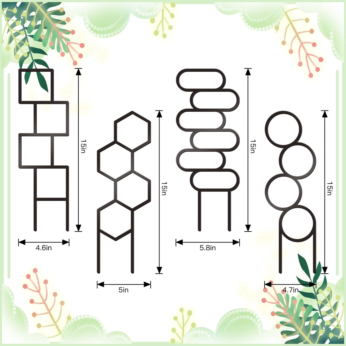 KOYILTD 4 Pcs Trellises for Climbing Plants Indoor Metal Climbing Plant Support Metal Plant Trellis for Pots Garden Trellis for Climbing Plants for Plant Lovers (Style 1)