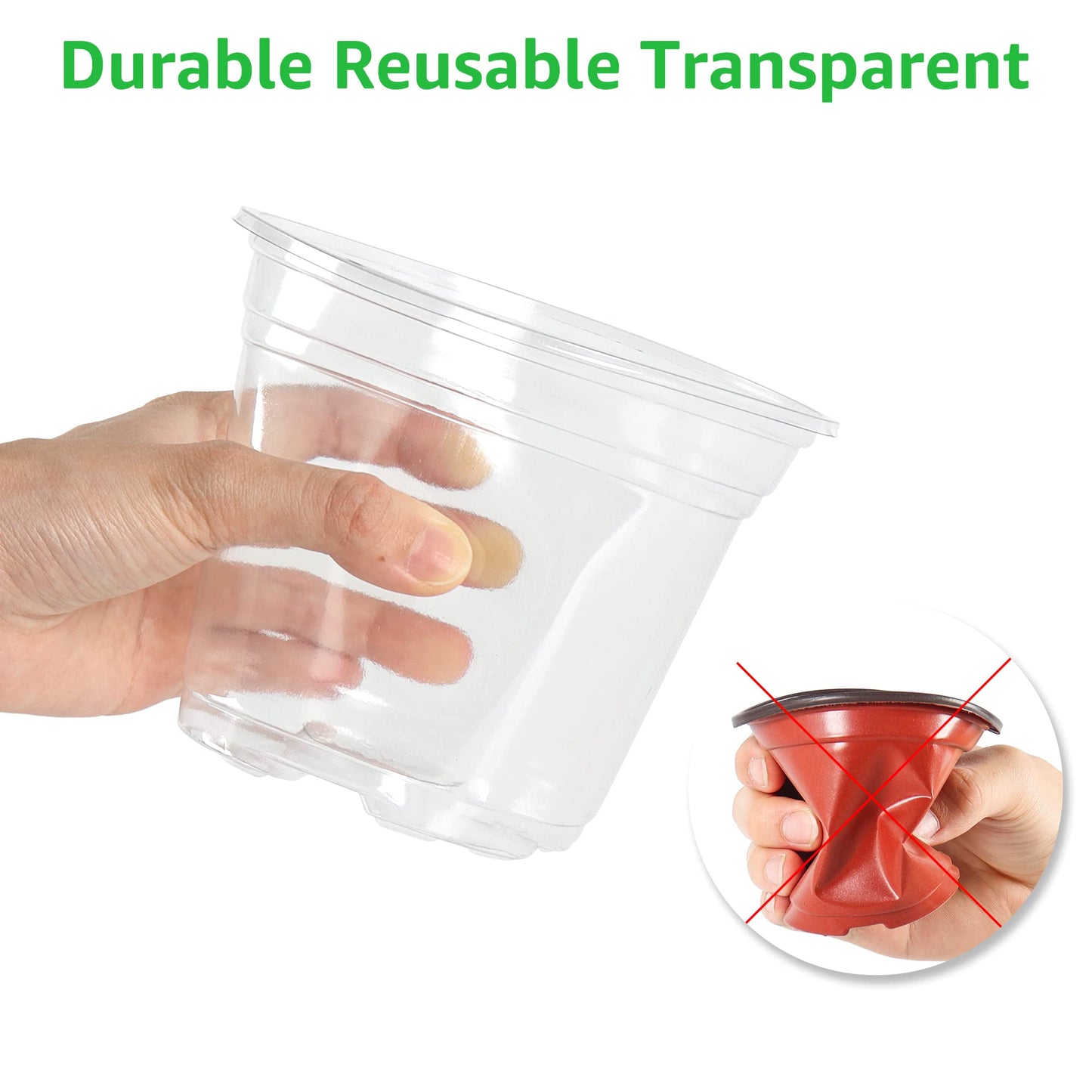 Bluepro 36 Packs 5/4/3.5 Inch Clear Nursery Pots with Humidity Domes, Transparent Plant Pots with Drainage Holes, Variety Pack Seedling Pots for Vegetable Propagation, Root Cutting, Seed Starting