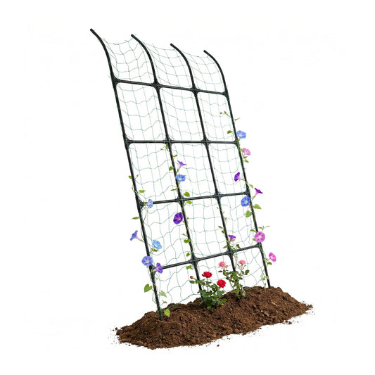 popsea 7.2ft Leaning Garden Trellis, No-Drill Lean-to Design for Climbing Plants | PE-Coated Galvanized Steel Plant Support for Flowers & Vegetables, Rust-Proof & Space-Saving Vertical Gardening