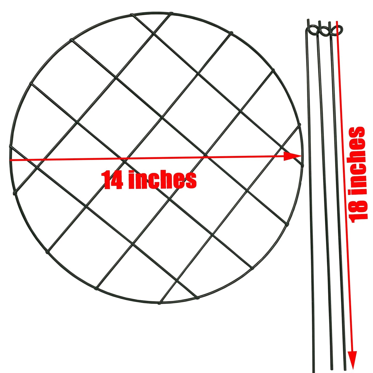 2 Pack Round Peony Cages and Supports Grow Through Grid Plant Brace,18 inch Heigh Plant Support Stake for Small Plant Flower Vegetable (2pcs 18“)