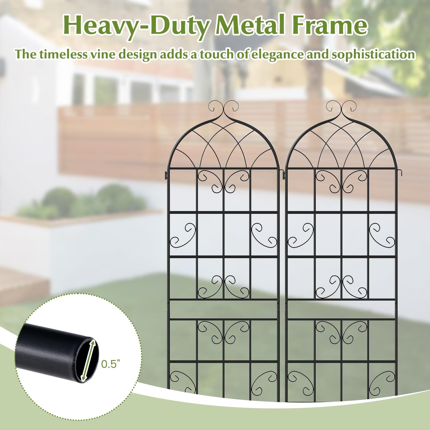 Giantex 4 Packs 71"x20" Metal Garden Trellis for Outdoor Climbing Plants, Heavy-Duty Plant Support for Vine Rose Vegetable Flower, Rustproof Black Metal Coating Patio Trellis Arch Decorative Fence