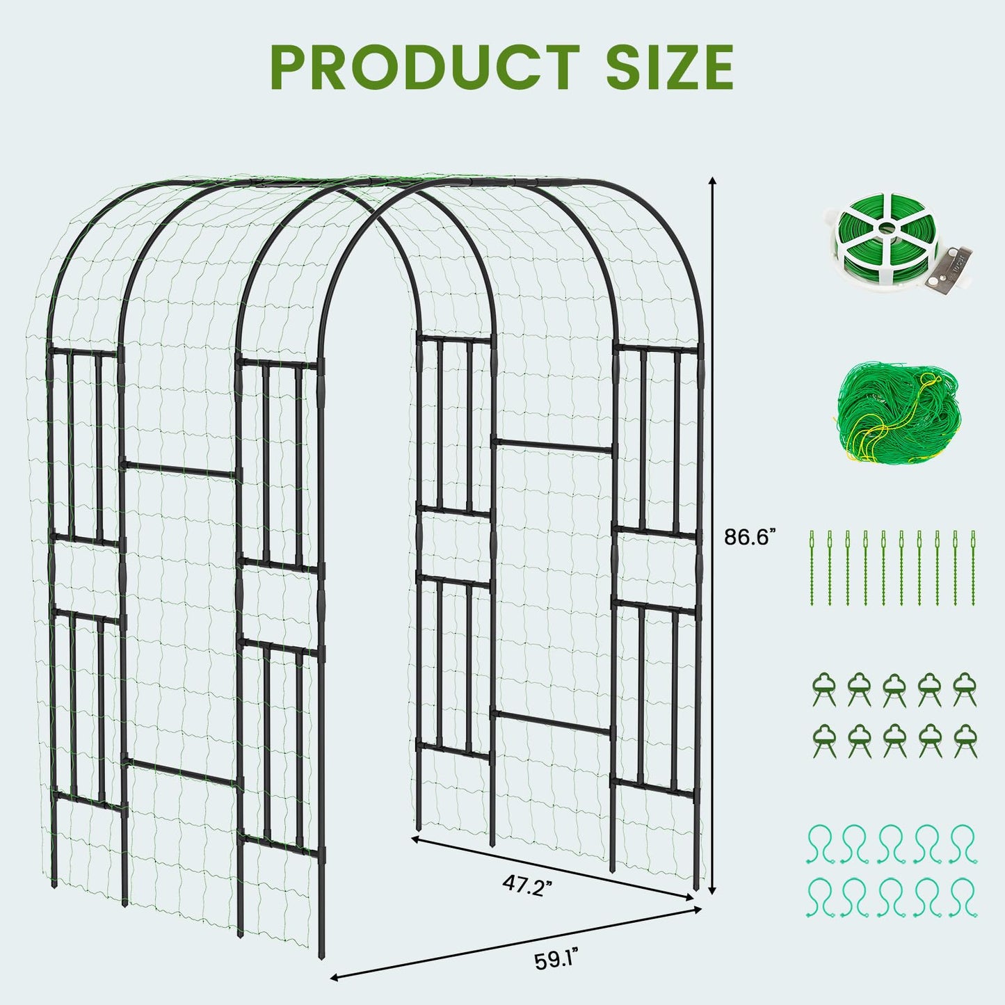 Tall Garden Arch Trellis for Climbing Plants, 87in Tall Metal Plant Support Trellis Archway for Climbing Plant Vegetables Cucumber, Outdoor Yard Lawn Garden Arch Tunnel Trellis