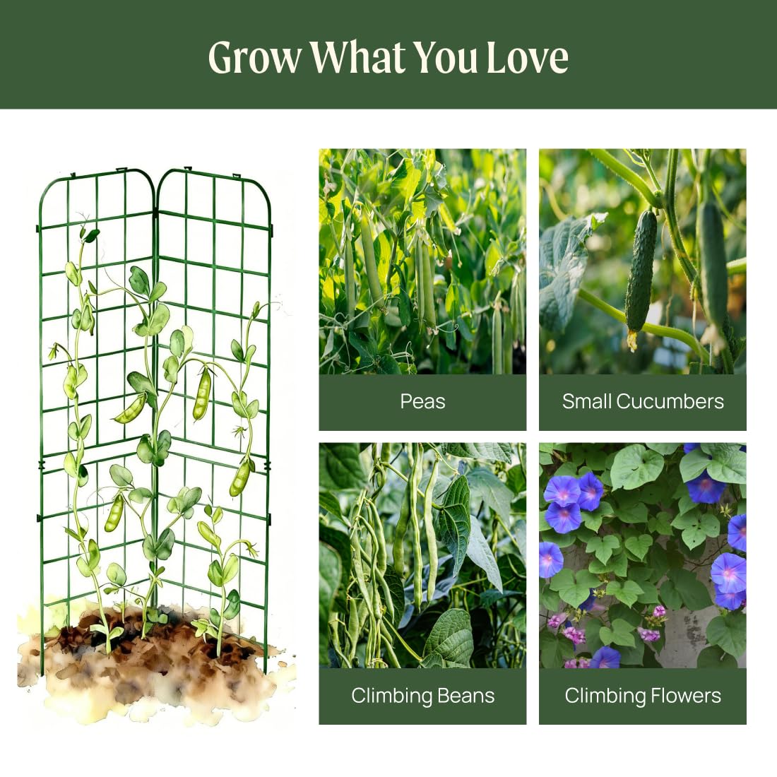 Vego Garden A-Frame Trellis Cucumber Cage for Garden & Pots, Rust-Resistant Tomato Stakes Heavy Gauge Plant Cage Trellis Support for Climbing Vegetables Plants