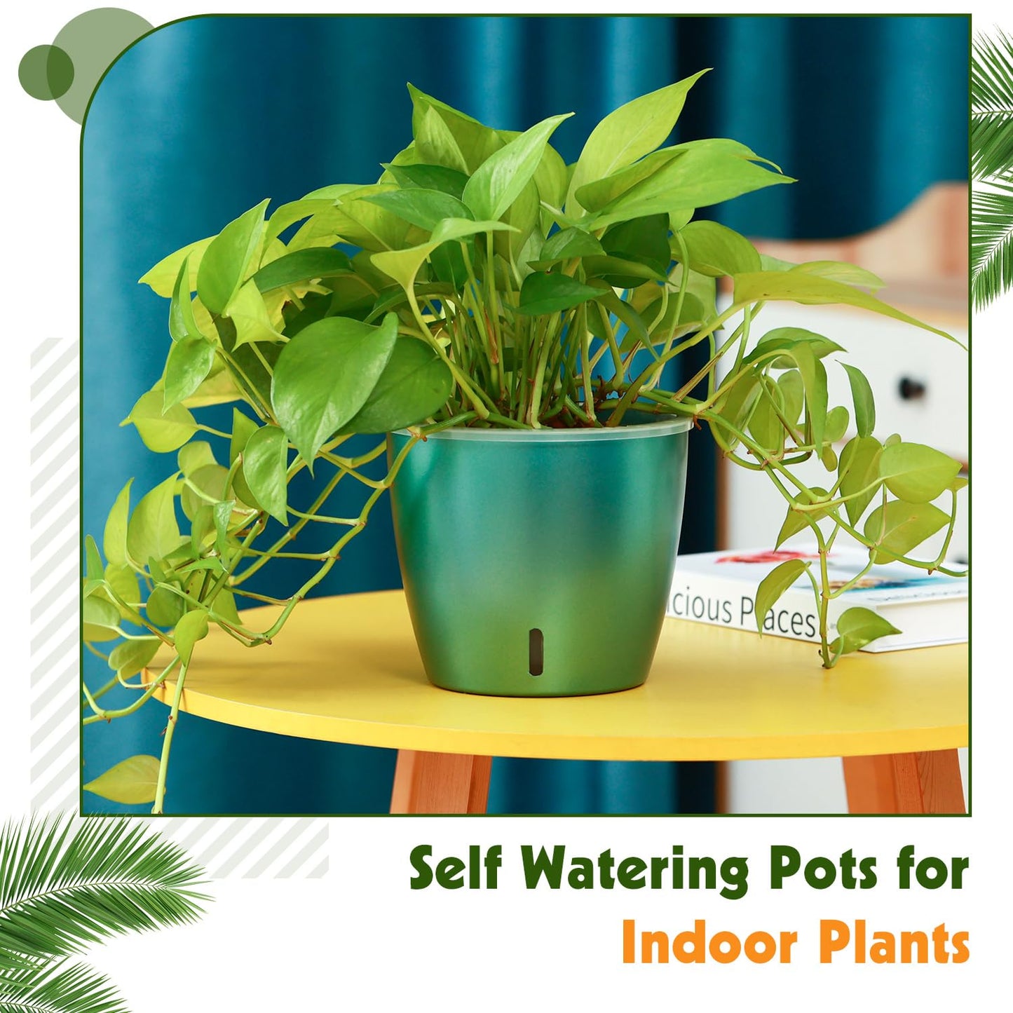 KvyusFlourish Self Watering Pots for Indoor Plants, 12-Pack 5'' Self Watering Planter with Drainage Holes, Small African Violet Pots with Water Indicator, Clear Wick Pot, White/Black/Blue/Rose Gold