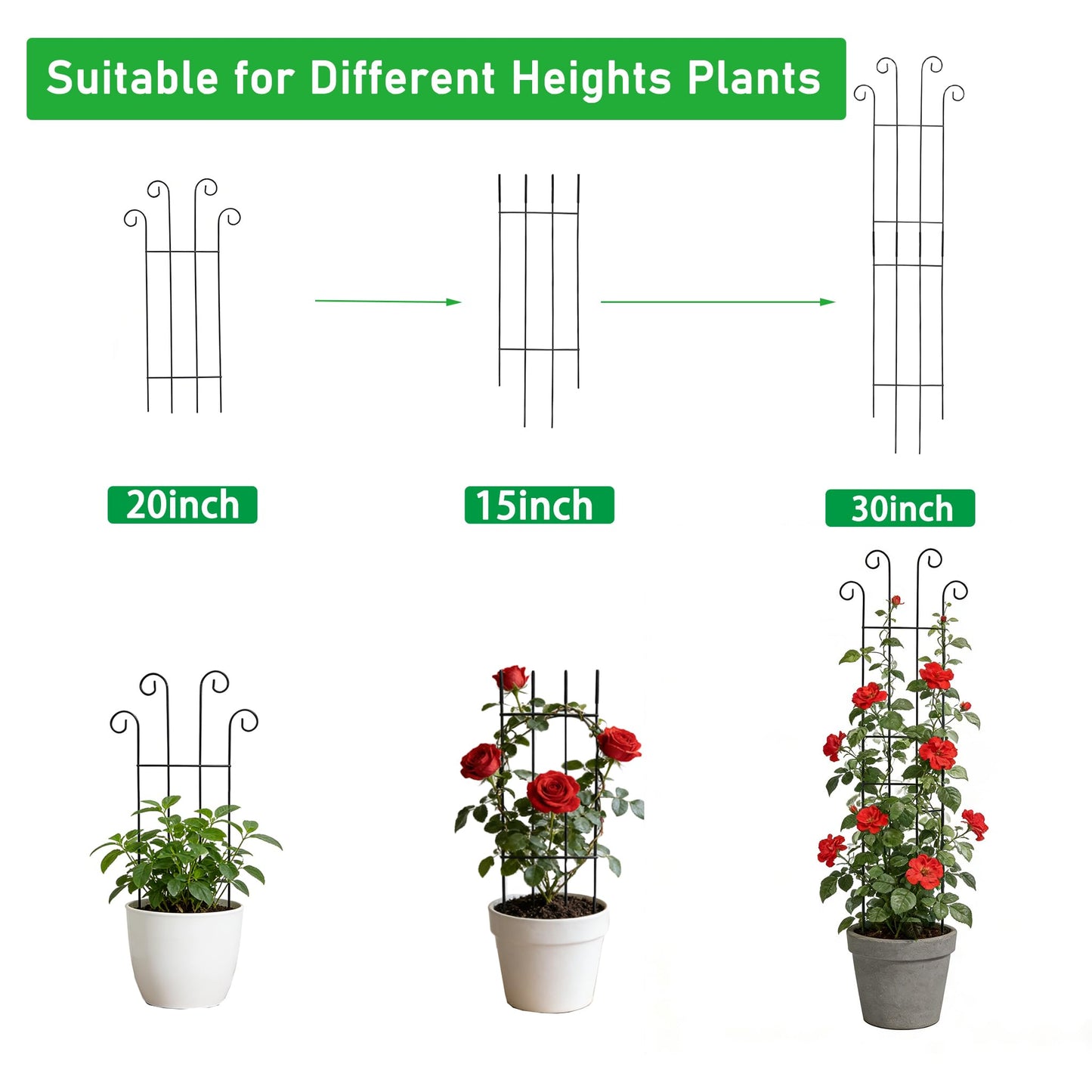 32.6inch Plant Trellis for Pot Climbing Plants Indoors & Outdoor, Garden Trellis for Potted Plants, Rust-Proof Metal Sturdy Yet Gentle Climbing Stakes Support for Ivy Pothos Hoya Monstera (4pcs)
