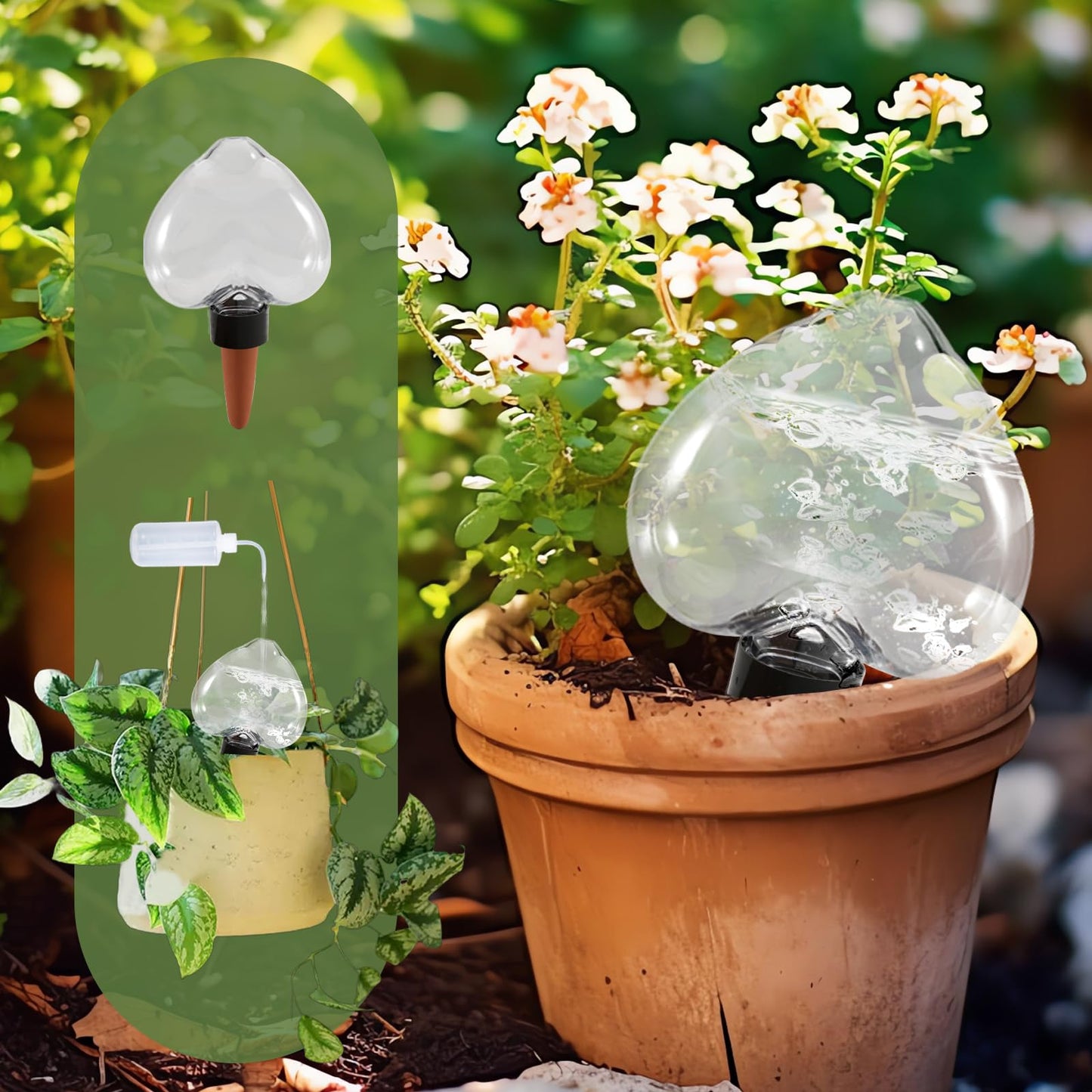 Ansberta Heart2-shaped Self Plant Watering Globes-4 Top Fill Automatic Planter Watering Insert with Slow Release-Watering drip Irrigation Device for Indoor and Outdoor Plants.