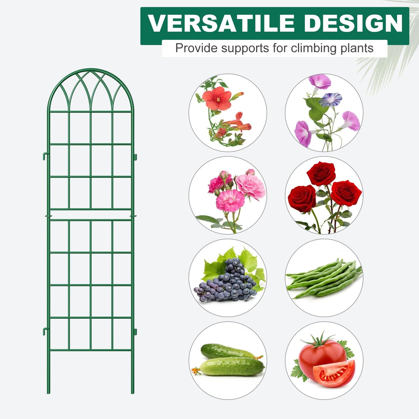 4 Pack Metal Garden Trellis for Climbing Plants,Green Metal Garden Trellis for Vines Plant Rose Vegetable Support,Large Decorative Outdoor Trellis