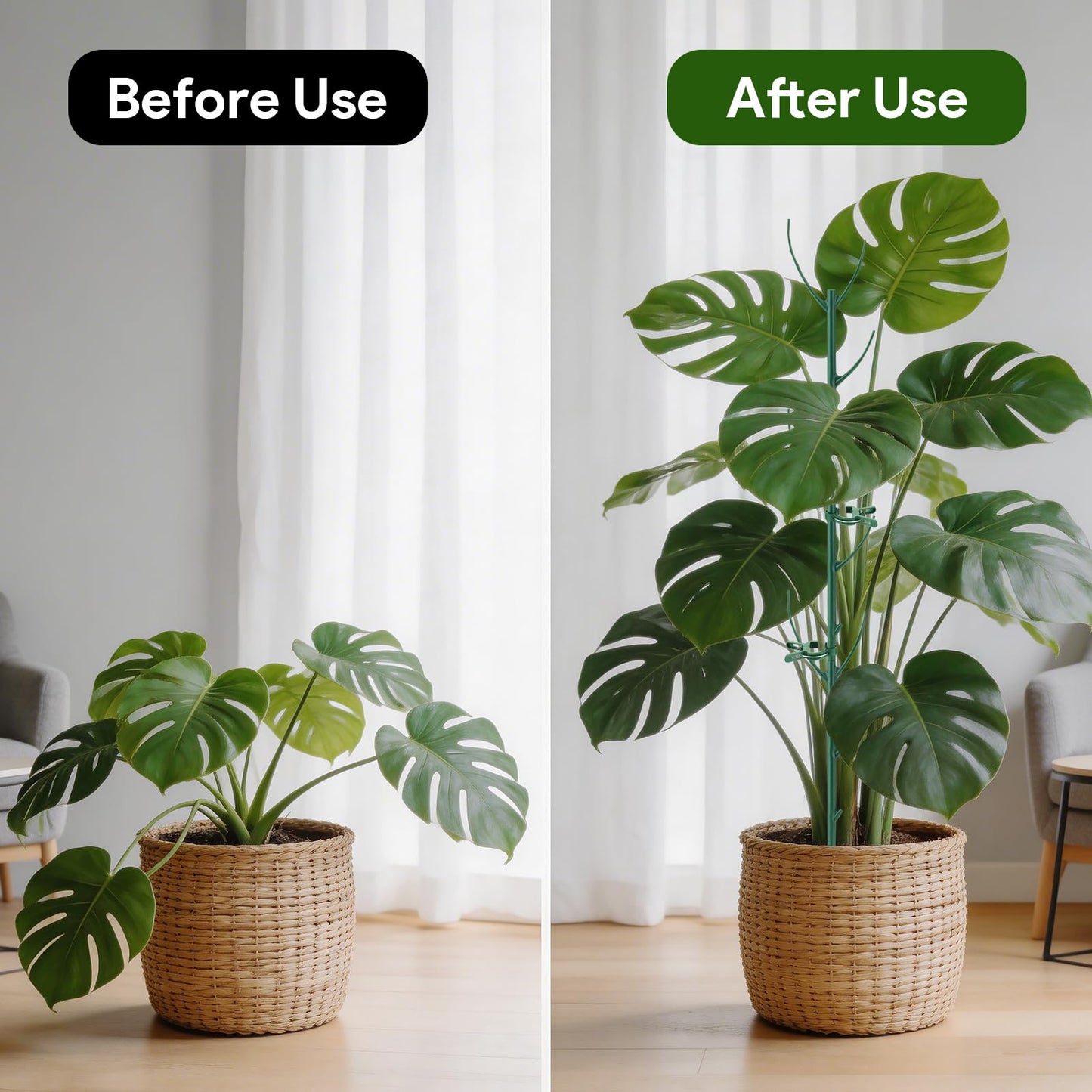 15 Packs Stackable Monstera Plant Support, 11 inch Plant Stakes with 131ft Garden Twist Tie & 10 Plant Clips for Indoor and Outdoor Plants Use Garden Trellis for Climbing and Potted Plants