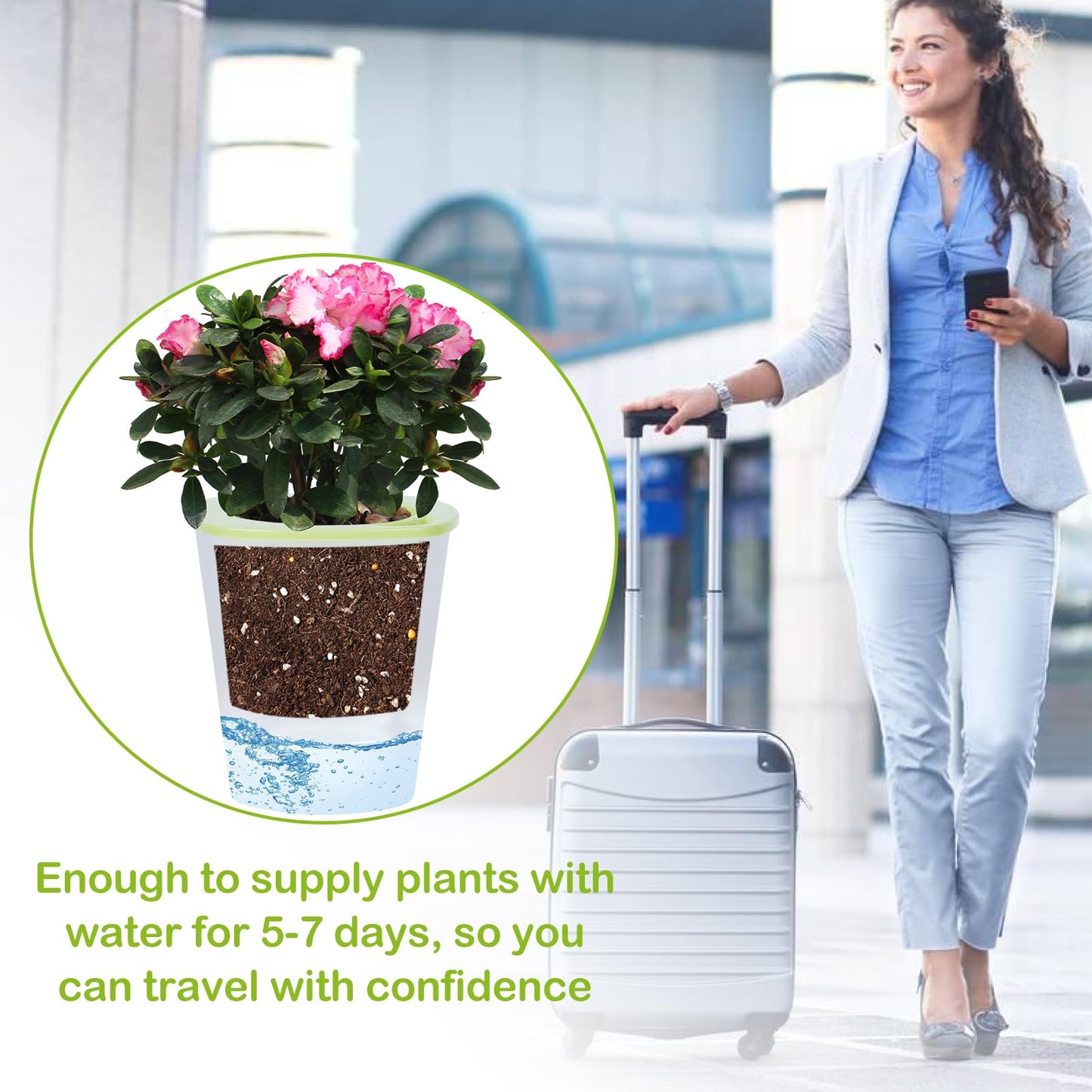 Oliz Self Watering Planter 8 Pcs,4.3 Inch Flower Plant Pot with Inner Pot, Indoor Self Watering Planter Pot for Herbs, Flowers (Green)