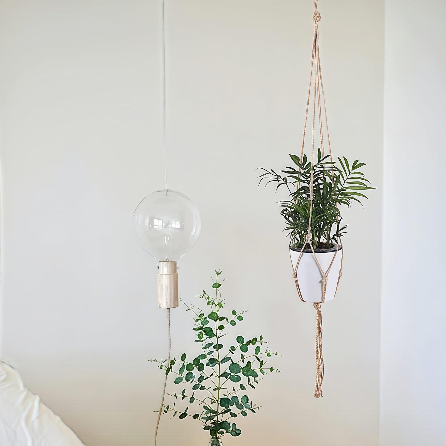 2 PCS Macrame Plant Hangers Indoor Outdoor Jute Hanging Planter Baskets with Wood Beads Handwoven Decorative Flower Pot Holders Boho Home Decor, 47" Beads Style+35" Simple Style (POTS NOT Included)